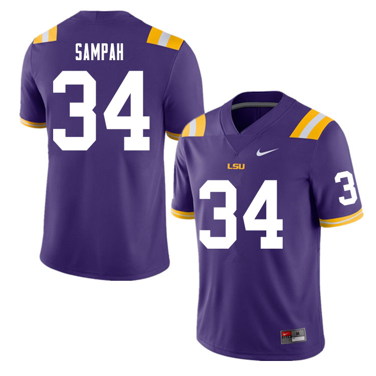 Men #34 Antoine Sampah LSU Tigers College Football Jerseys Sale-Purple